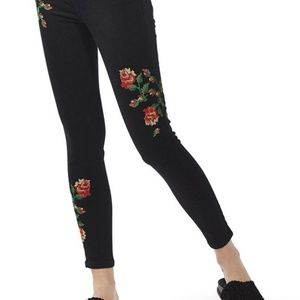 Topshop Moto Jamie Black Embroidered Jeans